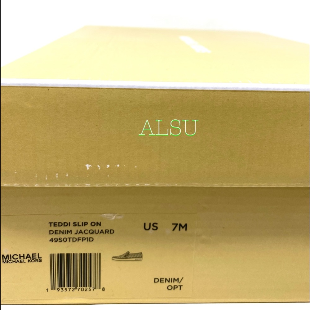 SANTA’S DEAL 🎄 Michael Kors Platform Teddi Slip On Jacquard Blue Women Size 7.5 - Picture 10 of 11